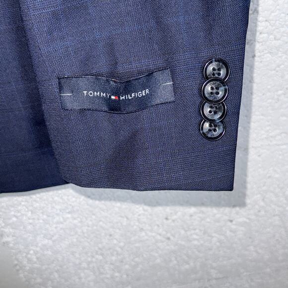 Tommy Hilfiger Men's Stretch Plaid Wool Blend Suit Jacket - Blue Plaid 38S $450 - Picture 3 of 7